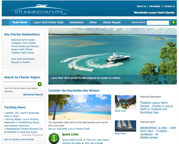 Stunningyachts.com luxury yacht charter stunning yachts home page